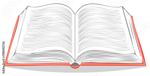 Open Red Hardcover Book with Blank Pages for Notes and Study Resources