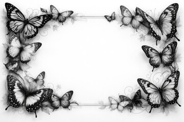 Monochrome Butterfly Frame Design in Elegant Black and White