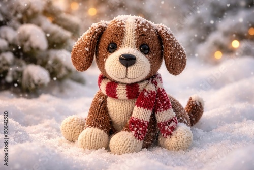 Whimsical knitted pet dog s...
