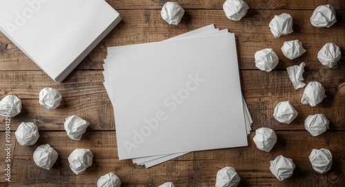 Stacked blank paper sheets ...