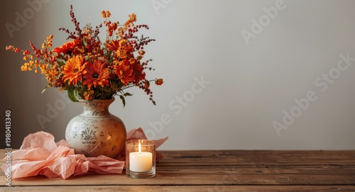Warm autumn setting with a ...