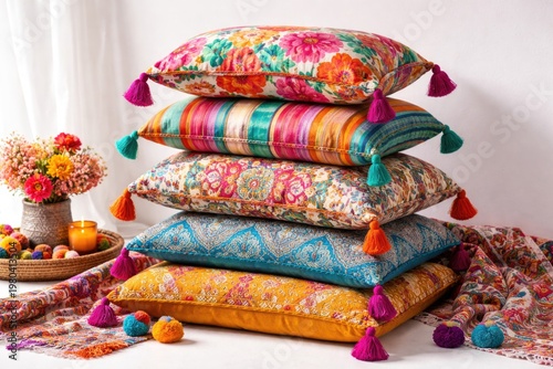 Vibrant textile design disp...