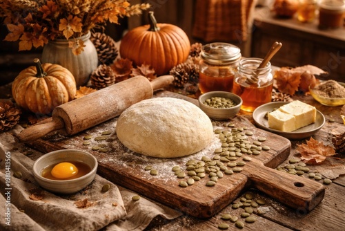 Rustic Baking Scene with Do...