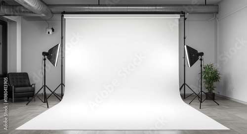 White backdrop with a moder...