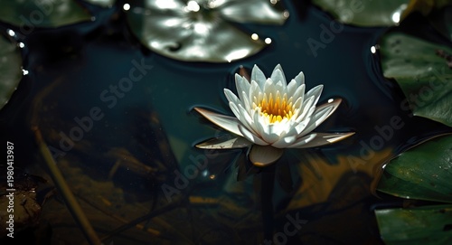 White water lily bloom shin...