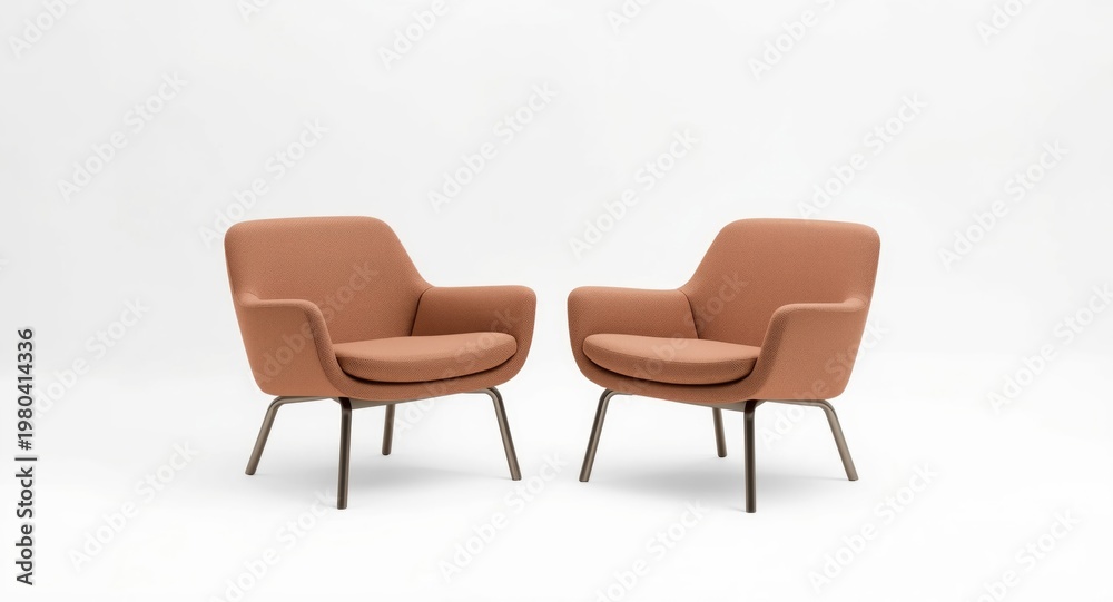 Obraz premium Two chic chairs arranged side by side on a flawless white background