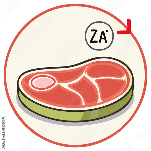 Raw Beef Steak with Marbling and Circular ZA Icon