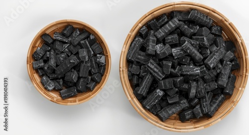 Black charcoal pieces neatl...