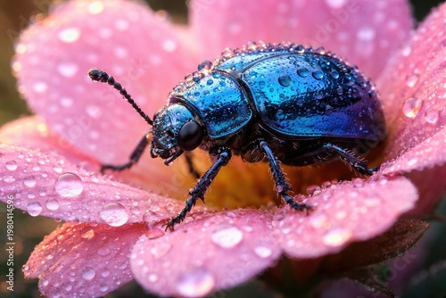 Vibrant electric blue beetl...