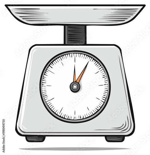 Vintage Kitchen Scale Illustration with Dial and Measuring Platform