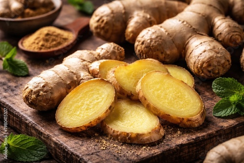 Fresh Ginger Root Slices on...
