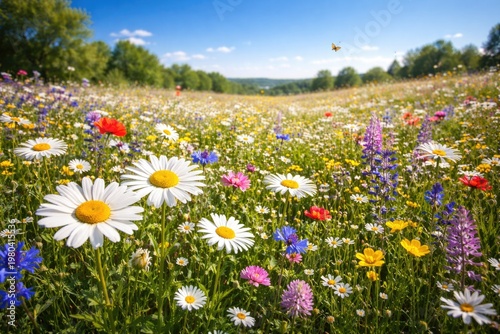 Vibrant wildflower meadow w...