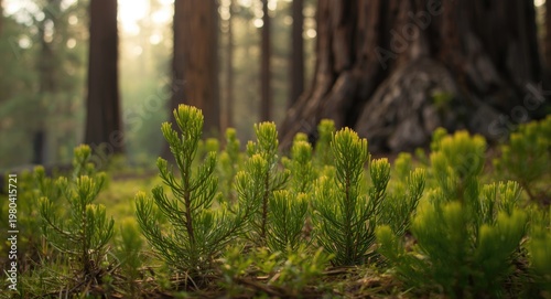 Young pine seedlings growin...