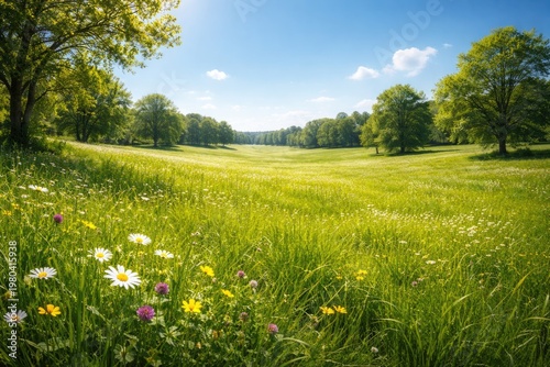 A bright summer meadow with...