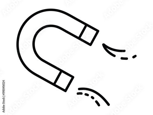 Photography Simple line drawing of a horseshoe magnet with flowing lines indicating attracti