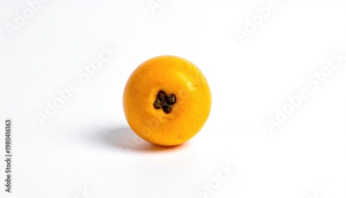 Bright Yellow Loquat Fruit on White Background.