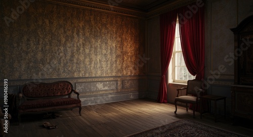 aged room setting with text...