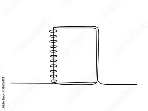 Simple line drawing of a spiral bound notebook on a flat surface