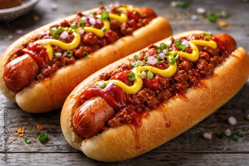 Close up view of two hot do...