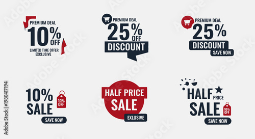 Discount Sale Shopping Labels Logos.