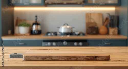 Wooden board on kitchen cou...