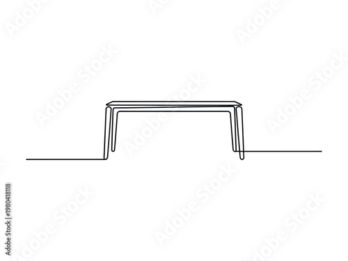 Simple minimalist line drawing of a low table furniture piece  home office decor