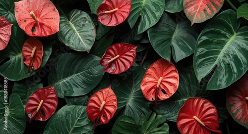 Variety of Anthurium and tr...