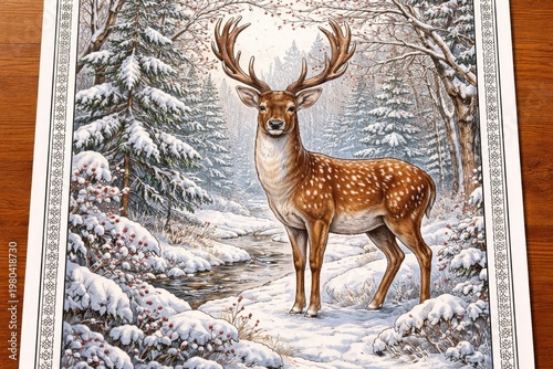 Detailed coloring book page...