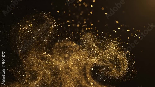 Wallpaper Mural Golden sparkling particles rising on a dark abstract background Torontodigital.ca
