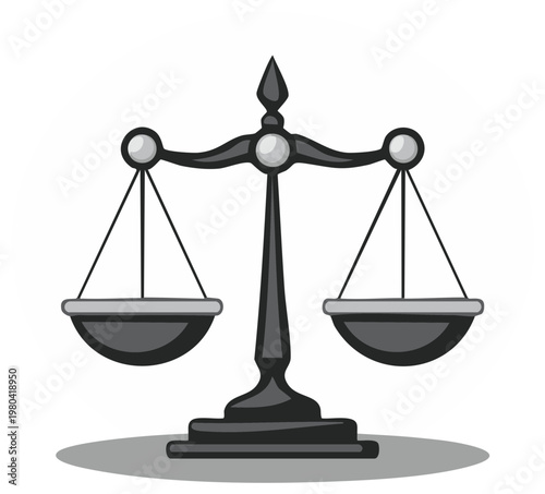 Symbol of justice and fairness balanced scales illustration
