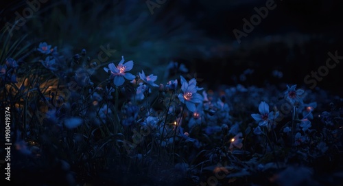 Twilight garden scene with ...