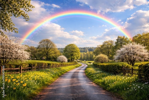 Vibrant rainbow spanning a ...