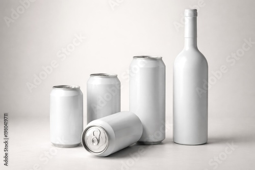 Empty White Cans and Bottle...