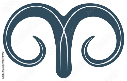 Stylized Aries Ram Horns Zodiac Symbol Graphic Design