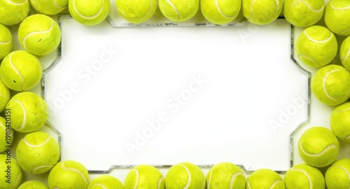 Green tennis balls arranged...