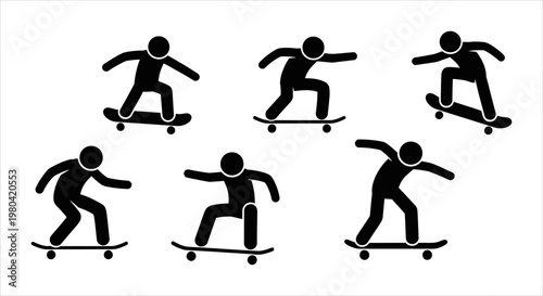 Skateboarder performing various tricks and stunts on a skateboard