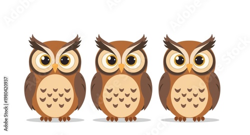 Lively cartoon owls in a fl...