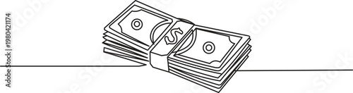 A stack of money bills isolated on white background