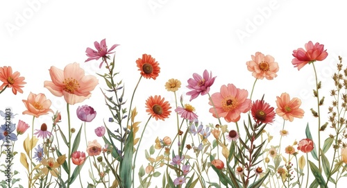 Watercolor floral wildflowe...