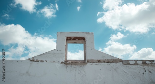 Vacant roofless home featur...
