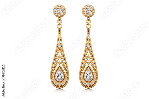 Elegant pair of gold drop e...