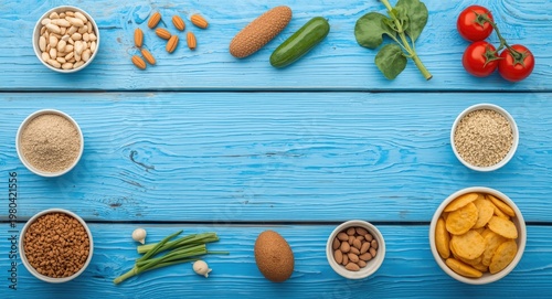 Top view of vegan protein s...
