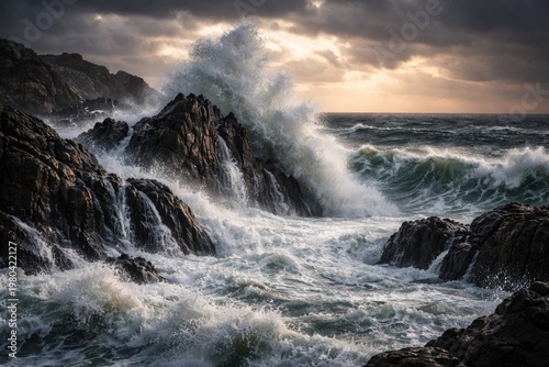 A dramatic seascape showing...