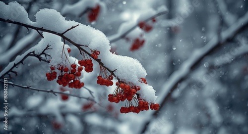 Winter forest branches blan...