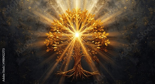 Radiant golden tree against...