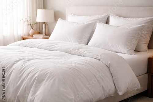 A neat bed with smooth whit...
