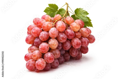 Bunch of ripe pink grapes isolated on a clean white background