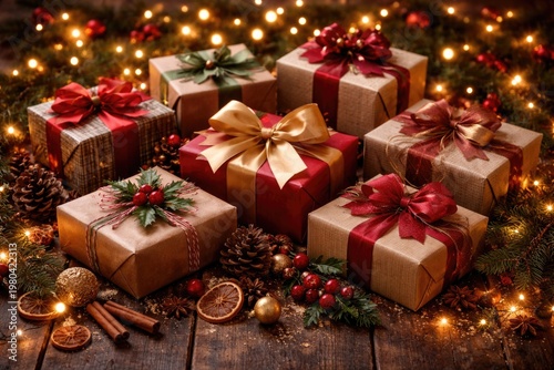 Festive Gift Boxes Decorate...