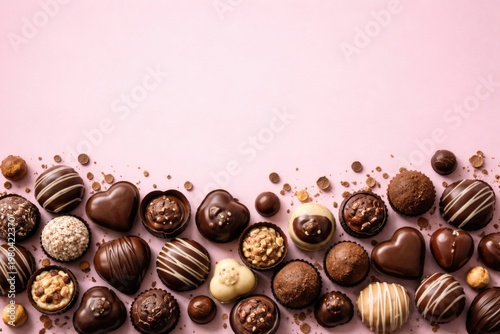 Chocolate candies arranged ...