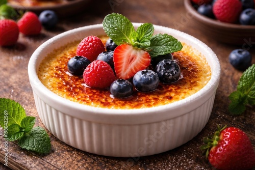 Delicious creme brulee dess...